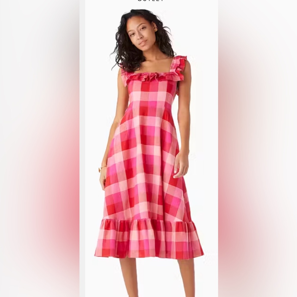 Kate Spade New York Picnic Woven Ruffle Midi Dress XL